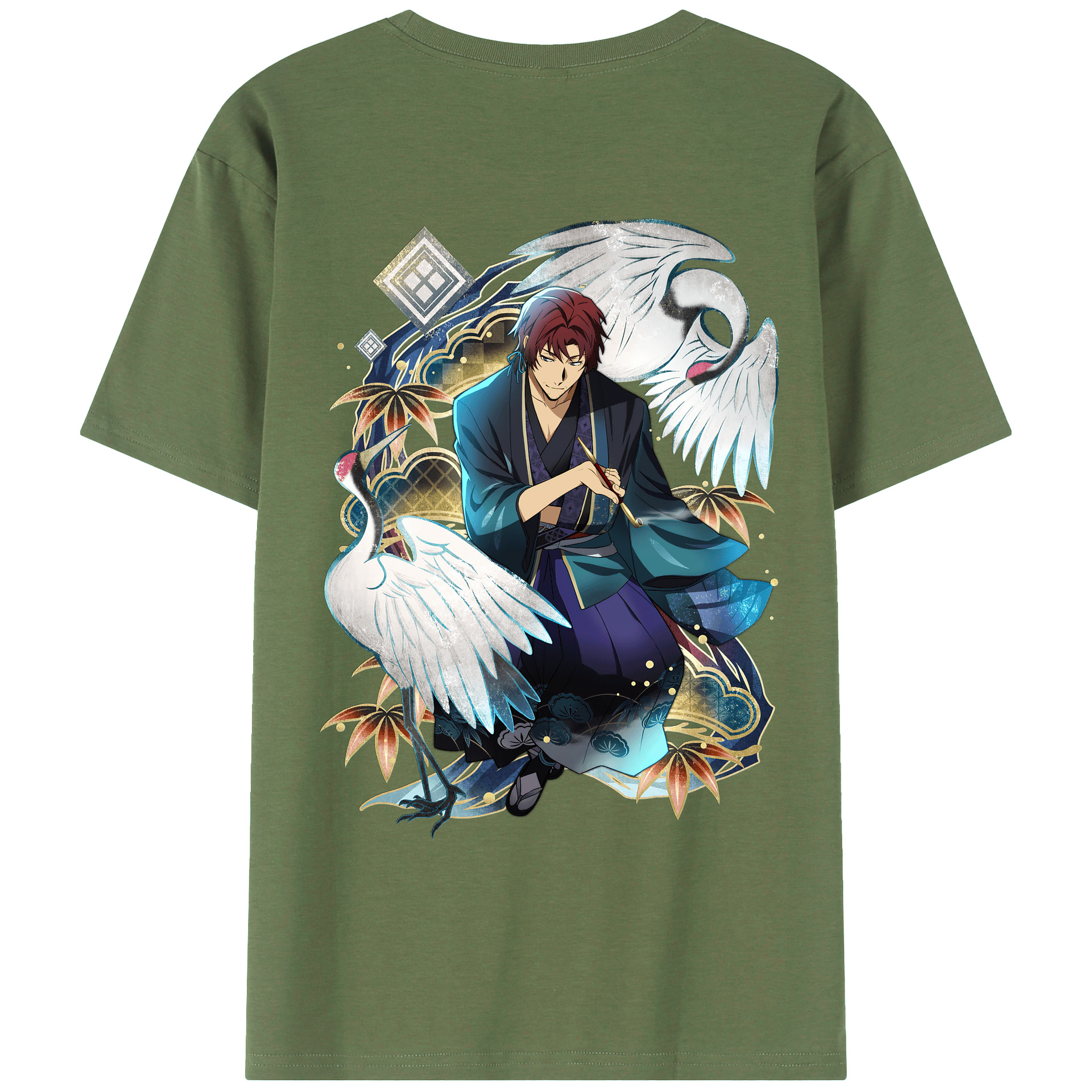 （画像用） 文豪ストレイドッグス Bungo Stray Dogs 綿100％ メンズ半袖Tシャツ（バックプリント） 通気性